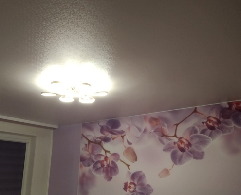 įtempiamos lubos su karnizu tekstūros ornamento piešiniu2
