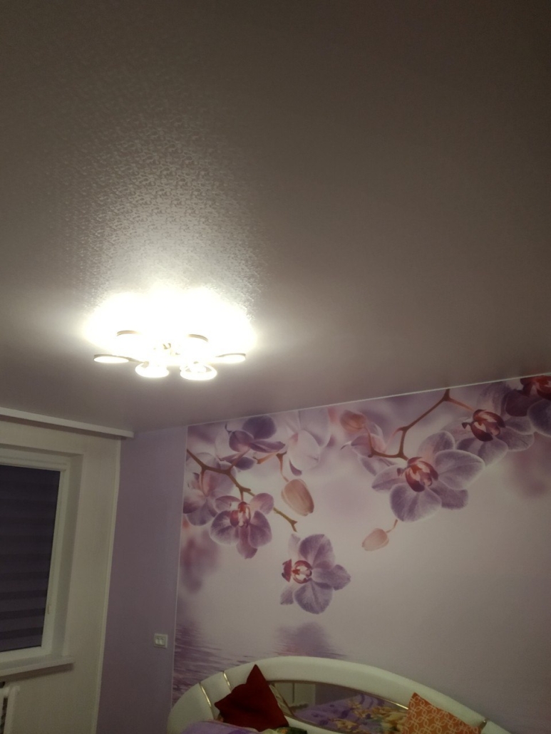 įtempiamos lubos su karnizu tekstūros ornamento piešiniu2